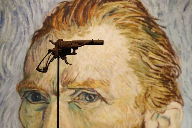 A revolver believed to be the gun Vincent Van Gogh would have used to kill himself on 27 July 1890 on public display at Paris’ Drouot auction house on June 19, 2019 before it went under the hammer (Photo by FRANCOIS GUILLOT/AFP via Getty Images)
