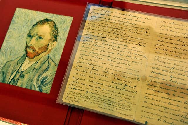 An autographed letter from Dutch painter Vincent Van Gogh less than seven months before his death (Photo by STAN HONDA/AFP via Getty Images)