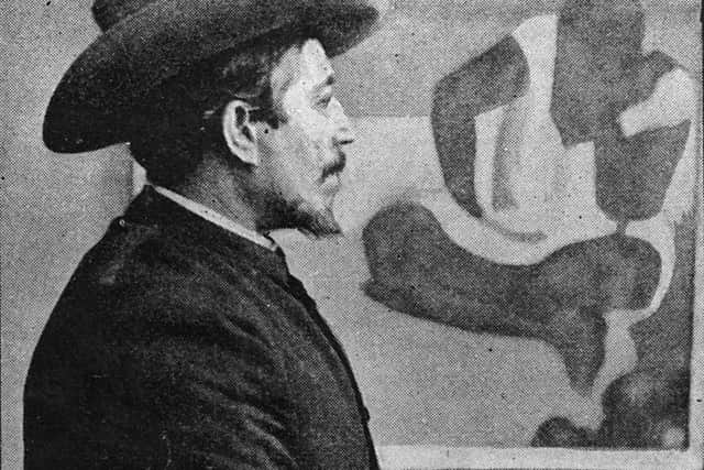 French painter Paul Gauguin (1848 - 1903) seated in front of one of his paintings.  Original Publication: People Disc - HD0269   (Photo by Hulton Archive/Getty Images)