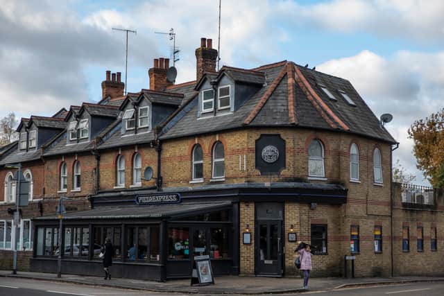 A general view of Pizza Express restaurant on November 18, 2019 in Woking, England. Prince Andrew claimed in a BBC interview that he attended the Woking branch of Pizza Express with his daughter Beatrice on the night Virginia Roberts has alleged he was with her.  (Pic: Getty Images)