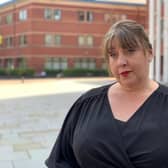 Tory police and crime commissioner for Nottinghamshire Caroline Henry reads a short statement outside Nottingham Magistrates' Court after being banned from driving for six months for speeding. 