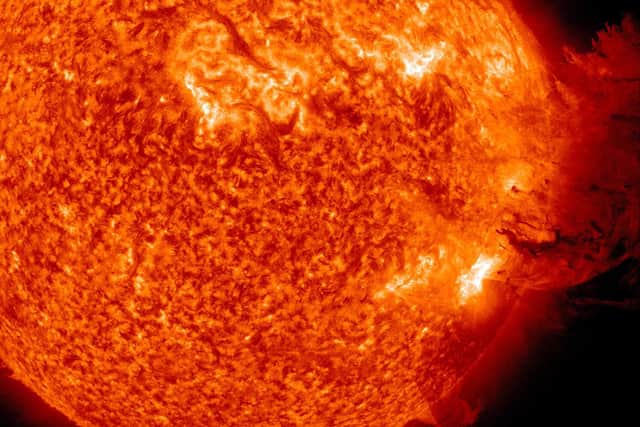 Images from NASA/Solar Dynamics Observatory depict a large solar flare erupting off the sun in June, 2011 (Pic: Getty Images)