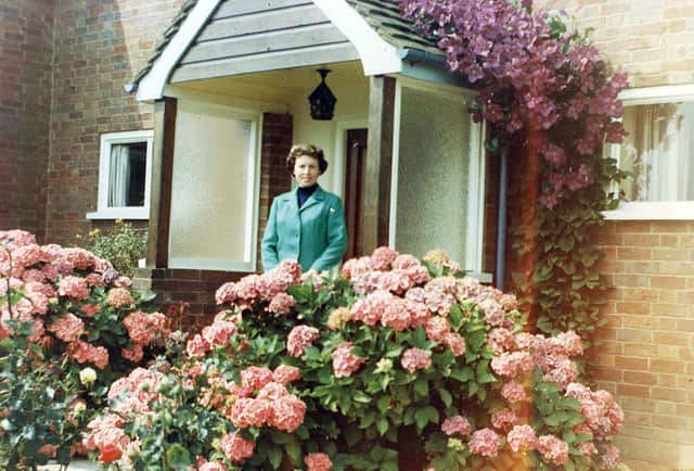 Brenda Venables in the garden of Quaking House Farm, Kempsey, Worcestershire, where her body was found in a septic tank in 1982.