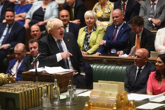 Boris Johnson during Prime Minister’s Questions in the House of Commons on Wednesday 20 July, 2022. (Photo: UK Parliament/Andy Bailey/PA) 
