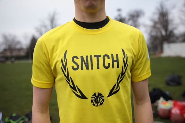 The snitch runner poses in their uniform during the Crumpet Cup quidditch tournament on Clapham Common on February 18, 2017 in London, England (Photo by Jack Taylor/Getty Images)