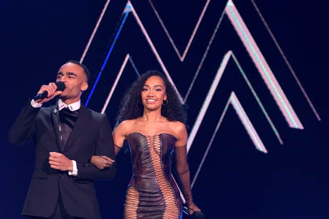  Munya Chawawa and Leigh-Anne Pinnock hosting the MOBO Awards 2021 (Getty Images)