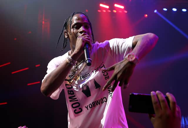 <p>Rapper Travis Scott performs onstage (Photo by Tasos Katopodis/Getty Images for Maxim)</p>