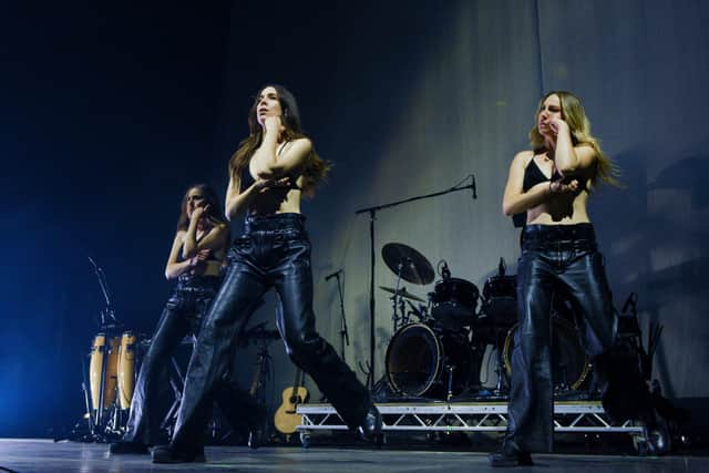 Alana, Danielle and Este Haim of HAIM perform at the O2 Arena on July 21, 2022 in London, England. (Photo by Nicky J Sims/Getty Images for LOUIS VUITTON x HAIM )