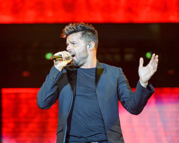 Ricky Martin on stage at Grand Slam Party Latino at Marlins Park on December 5, 2015 in Miami, Florida. (Photo by Rodrigo Varela/Getty Images)