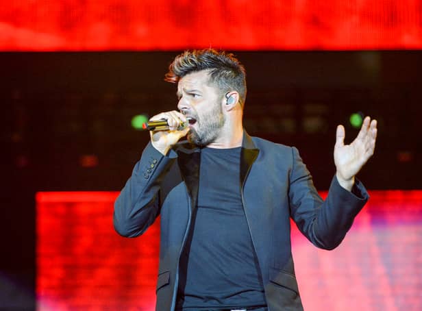 <p>Ricky Martin on stage at Grand Slam Party Latino at Marlins Park on December 5, 2015 in Miami, Florida. (Photo by Rodrigo Varela/Getty Images)</p>