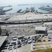 Cars queue at the check-in at the Port of Dover in Kent as many families embark on getaways following the start of summer holidays for many schools in England and Wales. (PA)