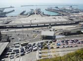 Cars queue at the check-in at the Port of Dover in Kent as many families embark on getaways following the start of summer holidays for many schools in England and Wales. (PA)