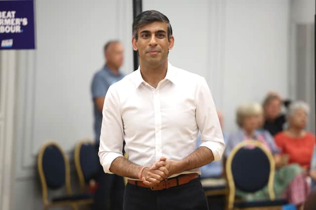 Conservative Leadership hopeful Rishi Sunak campaigns with Tory activists in Sevenoaks, England (Pic: Getty Images)
