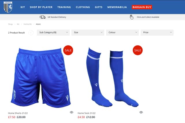 NationalWorld found several teams, including Gillingham FC, that did not have their 2022/23 kit available to buy - Gillingham has not responded to a request for comment (image: NationalWorld)
