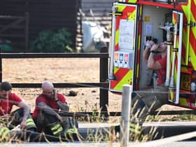 Firefighters in Wennington during the recent heatwave. Photo: Getty