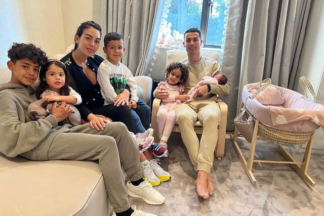 Cristiano Ronaldo, his girlfriend Georgina Rodríguez and their six children - @cristiano and @georginagio on Instagram