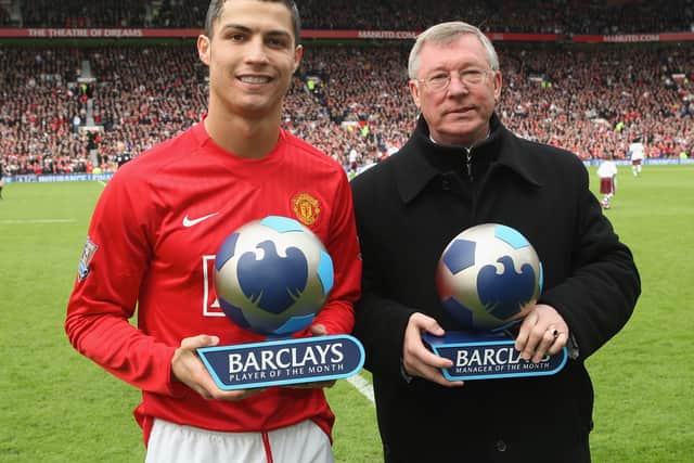 Cristiano Ronaldo with former Manchester United captain Alex Ferguson