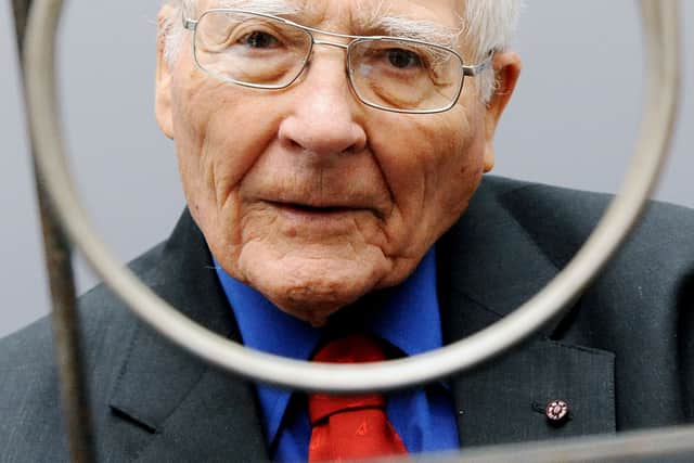 James Lovelock, 94, with one of his early inventions, a homemade Gas Chromatography device, used for measuring gas and molecules present in the atmosphere (Photo: PA/Nicholas.T.Ansell)