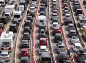 Vehicles queue at the Port of Dover in July 2022.  (Photo by Dan Kitwood/Getty Images)