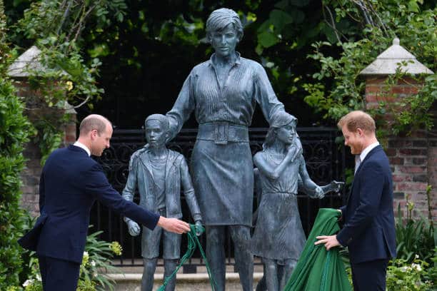 Princes William and Harry revealed a statue in honour of their mother last year on what would have been her 60th birthday (Pic:Getty)