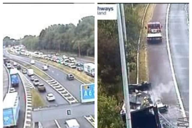 M6 is closed due to a vehicle fire. Picture: Traffic England
