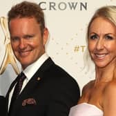 Actor Craig McLachlan poses for a photo with partner Vanessa Scammell.