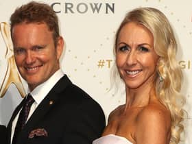 Actor Craig McLachlan poses for a photo with partner Vanessa Scammell.