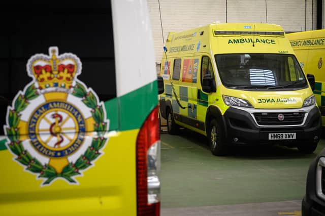 Centre of South Central Ambulance Services ambulances (Photo by Leon Neal - Pool/Getty Images)