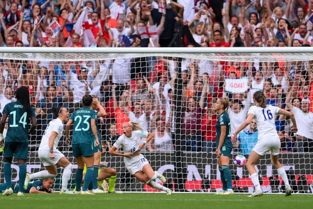 Chloe Kelly scored the winning goal as a record-breaking 87,192 fans cheered England on at Wembley Stadium