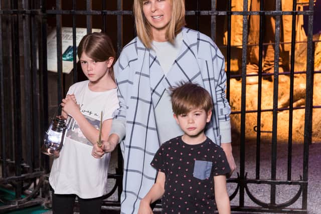 Kate with her two children in 2017. 