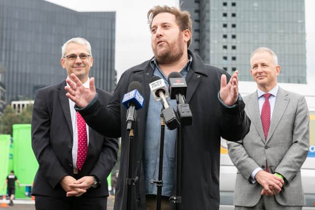 La Brea creator, David Appelbaum speaks to the media during a press conference at Docklands Studios in Melbourne, Australia (Pic: Getty Images)