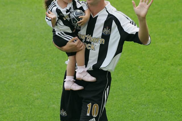 Former Newcastle striker Michael Owen pictured with his daughter Gemma Owen in 2005 (Getty Images)