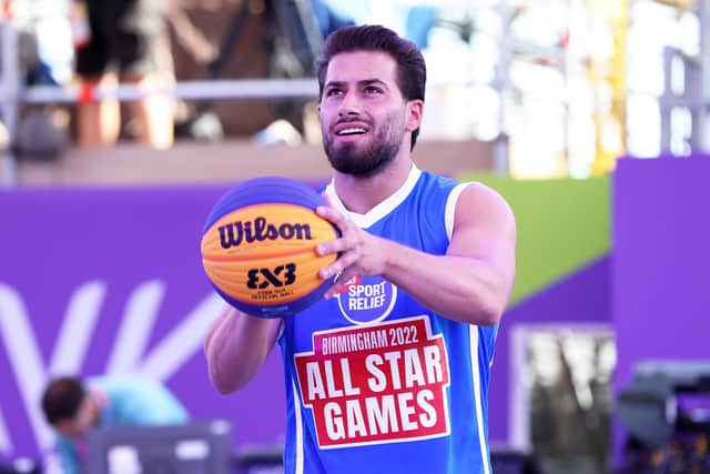 Kem Cetinay prepares to shoot during Comic Relief All Star Games 3X3 Basketball on August 01, 2022 in Birmingham, England. (Photo by Luke Walker/Getty Images)