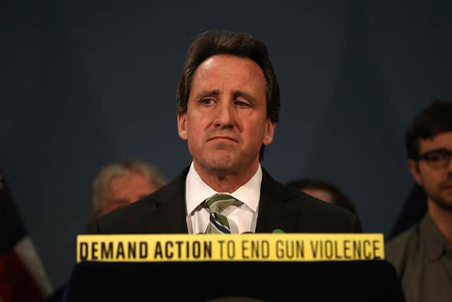 Neil Heslin, father of Sandy Hook shooting victim Jesse Lewis, 6, speaks out for gun reform at a press conference on March 21, 2013 in New York City (Photo by John Moore/Getty Images)