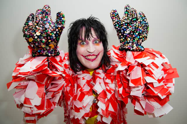 Noel Fielding backstage at the Bas Kosters show at London Fashion Week AW14 at The Dutch Centre on February 15, 2014