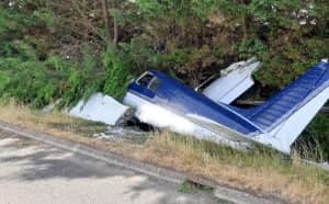 Three people were taken to hospital after the plane ended up in a ditch (Photo: Wiltshire Police)