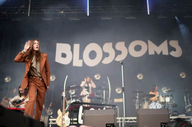 <p>Blossoms perform during day two of the Tramlines Festival 2021 at Hillsborough Park on July 24, 2021 in Sheffield, England. (Photo by Christopher Furlong/Getty Images)</p>