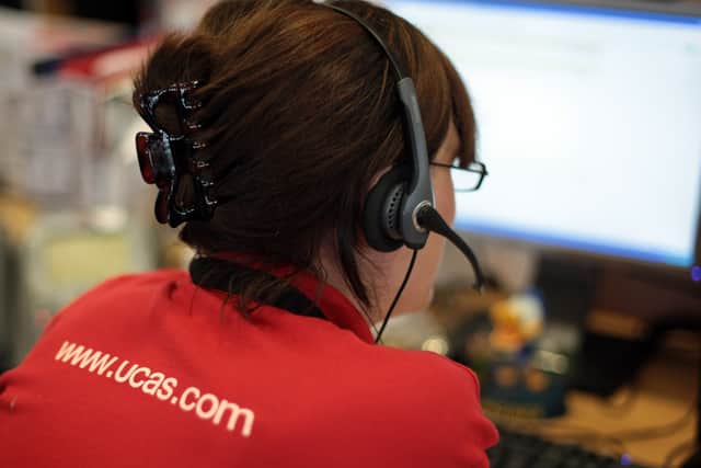 Employees in the UCAS clearing house call centre answer telephone enquiries ahead of results day (Pic: Getty Images)