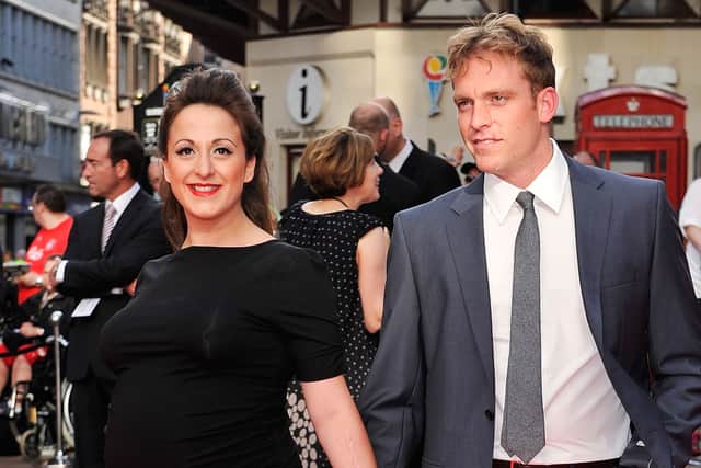Natalie Cassidy (L) and Adam Cottrell attend the UK Film Premiere of The Karate Kid at Odeon Leicester Square on July 15