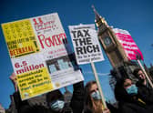Protesters attend a demonstration in Parliament Square about the rising cost of living and energy bills (Photo: Chris J Ratcliffe/Getty Images)