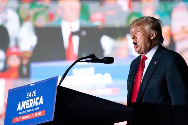Donald Trump speaks at a rally on September 25, 2021 in Perry, Georgia (Photo by Sean Rayford/Getty Images)