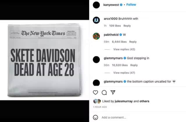 Kanye West posted the fake front page on his Instagram account (Photo:  Instagram/@ye)