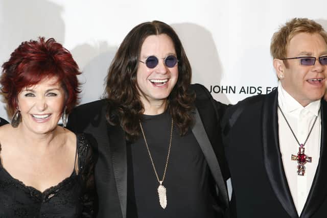 Elton John with Ozzy and Sharon Osbourne