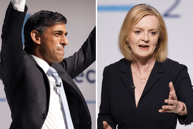 Tory leadership candidates Rishi Sunak and Liz Truss took questions while at a hustings event in Darlington. (Credit: PA)