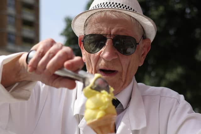 A man sells vegan ice cream in Hackney during the July heatwave (Pic: Getty Images)