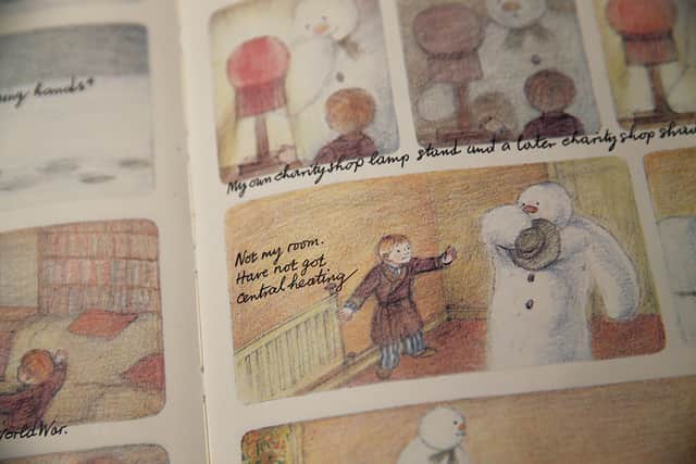 Annotated pages from ‘The Snowman’ by Raymond Briggs is displayed at Sotheby’s auction House on December 4, 2014 in London, England  (Photo by Dan Kitwood/Getty Images)