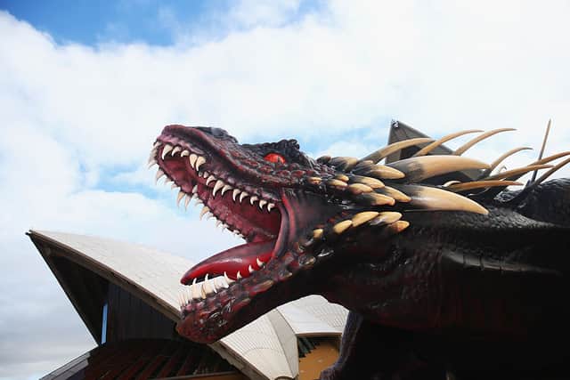 A model of one of Daenerys Targaryen's dragons is seen at photo call to launch Game of Thrones Season 5 at the at Sydney Opera House on April 10, 2015 in Sydney, Australia.  (Photo by Ryan Pierse/Getty Images)