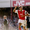 Adams celebrates a goal in 1998 for Arsenal