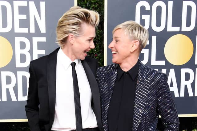 Portia de Rossi and Ellen DeGeneres attend the 77th Annual Golden Globe Awards at The Beverly Hilton Hotel on January 05, 2020 in Beverly Hills, California. (Photo by Jon Kopaloff/Getty Images)