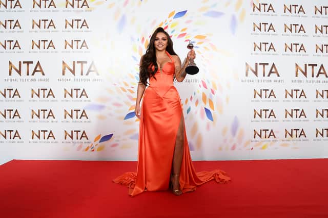 Winner of the Best Factual Entertainment Award,  Jesy Nelson poses in the winners room at the  2020 National Television Awards 